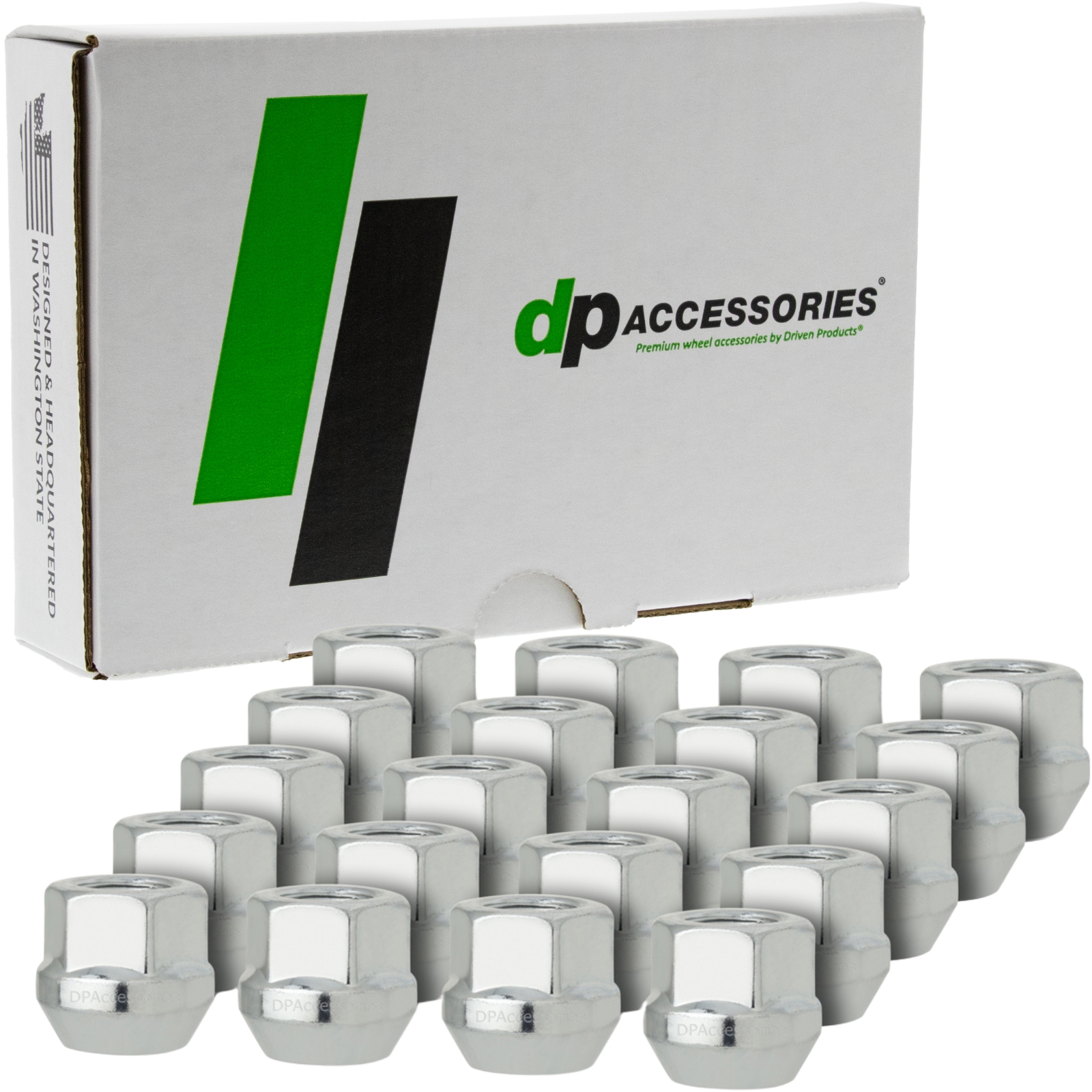 DPAccessories M12x1.50 Open End Bulge Lug Nuts - Zinc, 19mm Hex, 0.83" Tall, Set Of 24