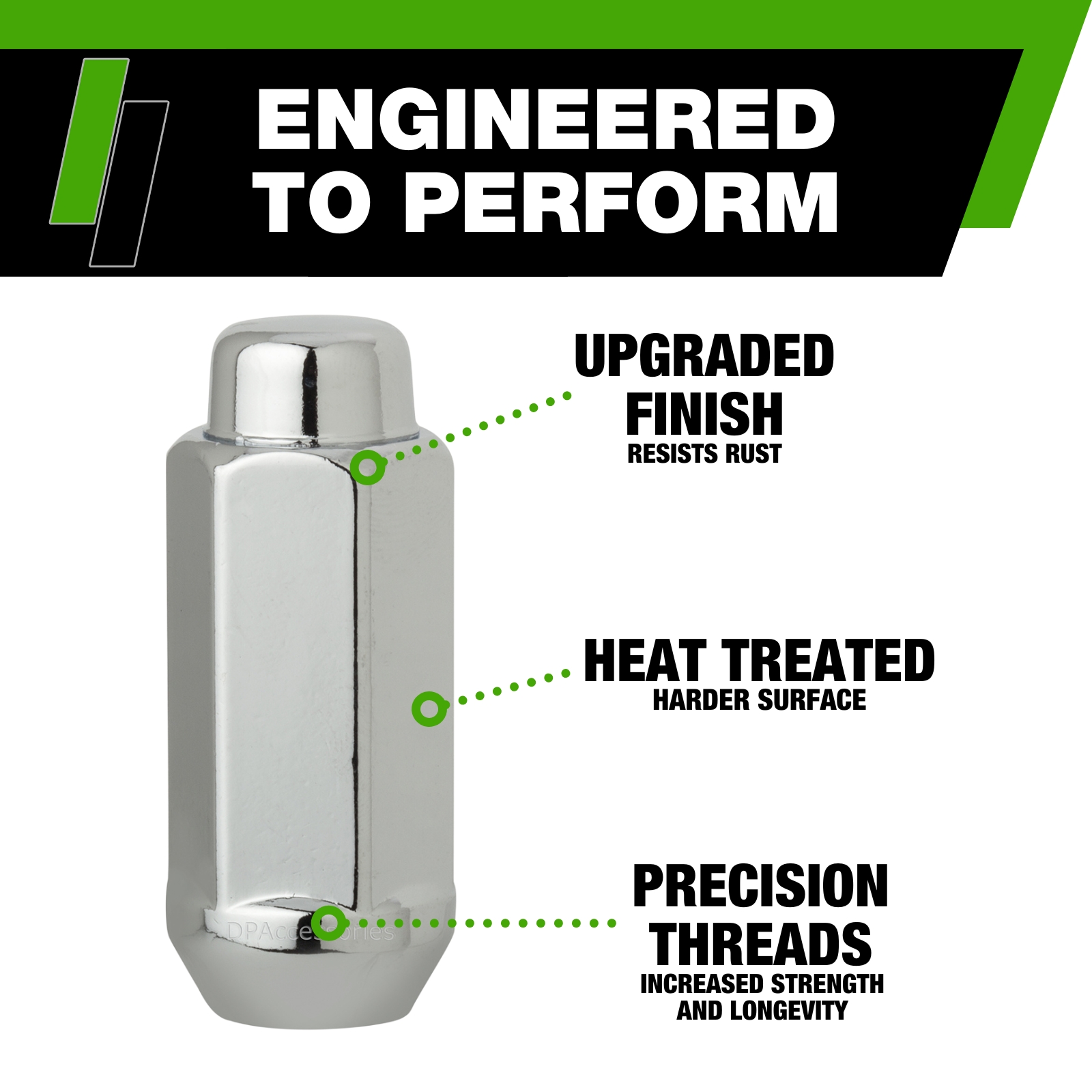 Chrome 9/16-18 Lug Nuts Closed End XXL Bulge; 22mm Hex; 2.35