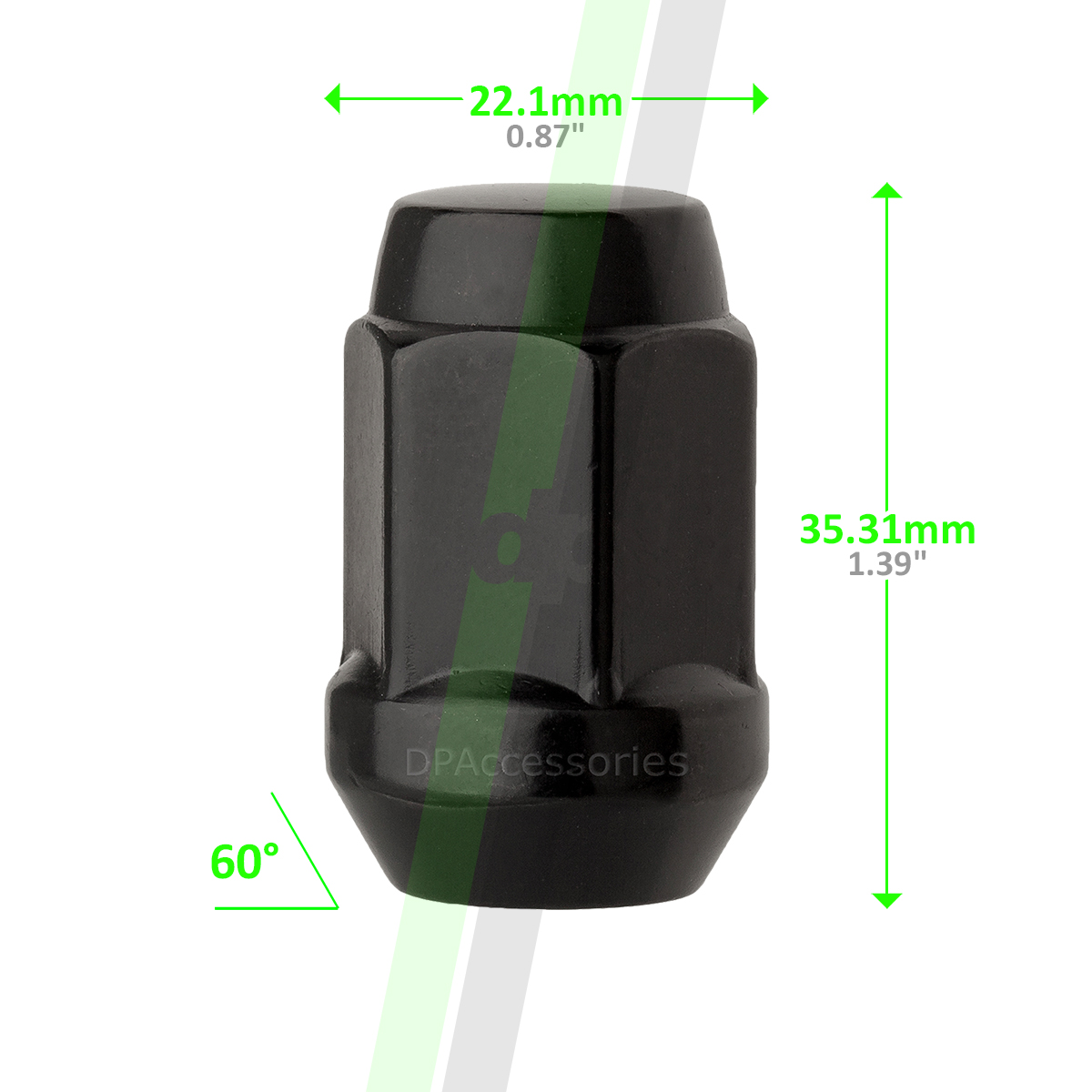 20 Black 12x1.25 Closed End Bulge Acorn Lug Nuts Cone Seat 19mm Hex