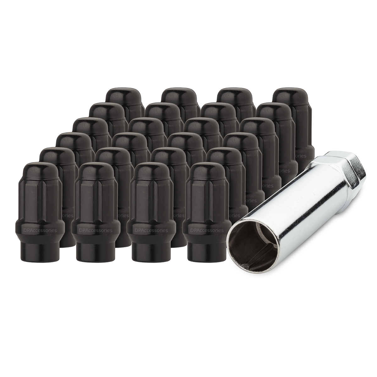 24 Black 12x1.25 Closed End ET Spline Tuner Lug Nuts for Aftermarket