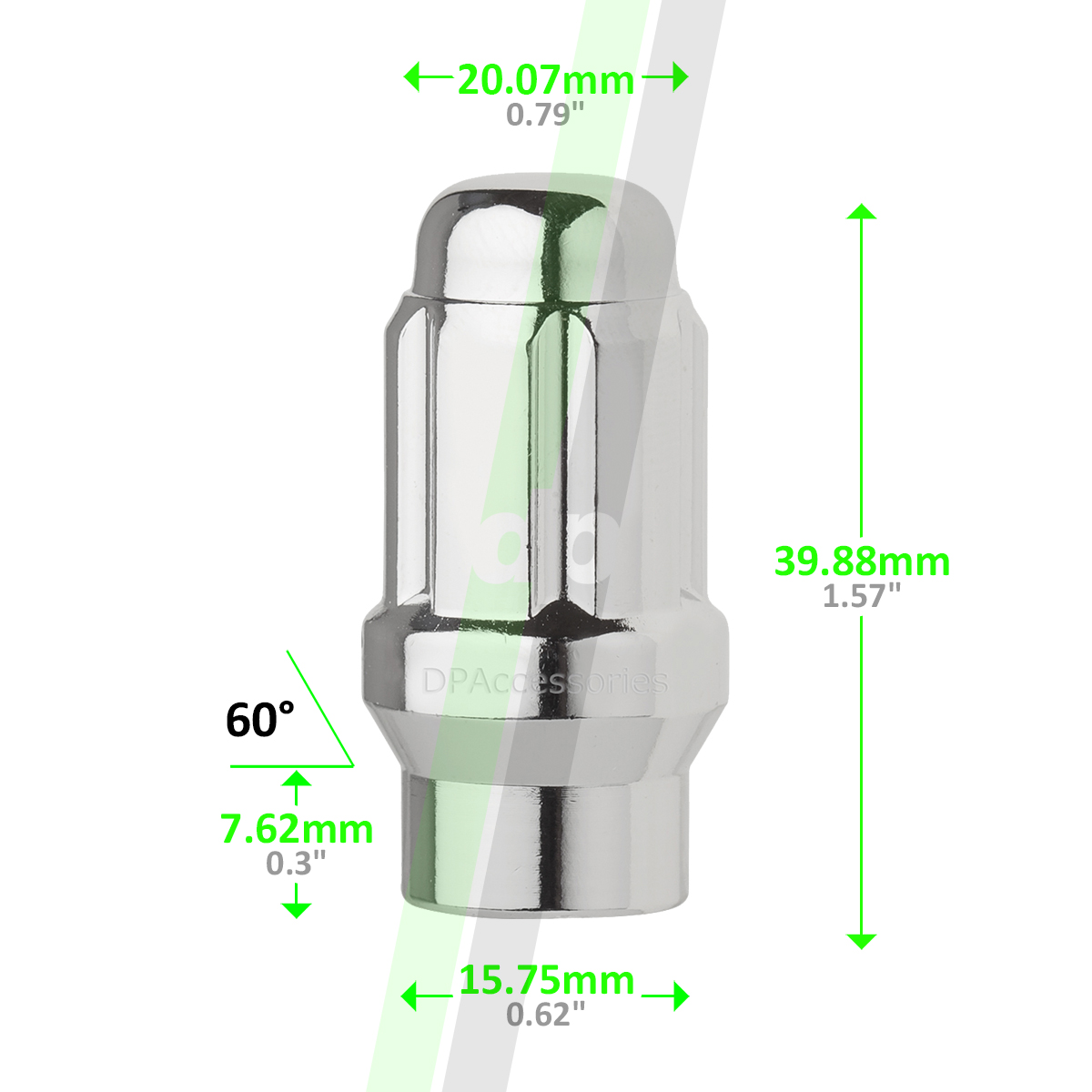 20 Chrome 12x1.5 Closed End ET Spline Tuner Lug Nuts for Aftermarket