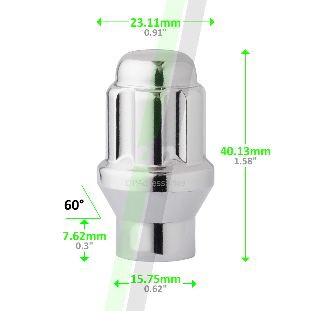 100 Chrome 14x1.5 Closed End Duplex ET Spline Lug Nuts for Aftermarket