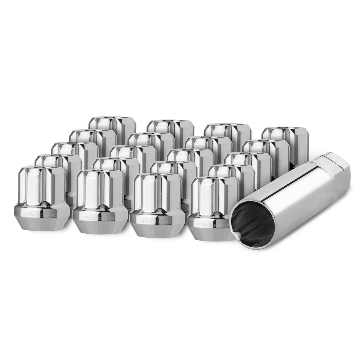 20 Chrome 9/1618 Open End Duplex Spline Tuner Lug Nuts for Aftermarket