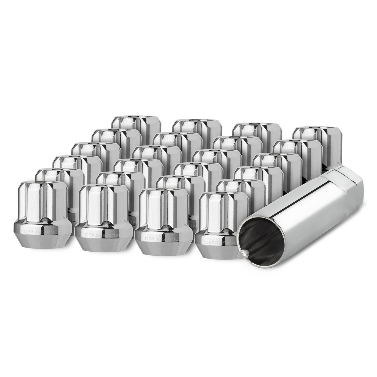 24 Chrome 14x2 Open End Duplex Spline Tuner Lug Nuts for Aftermarket