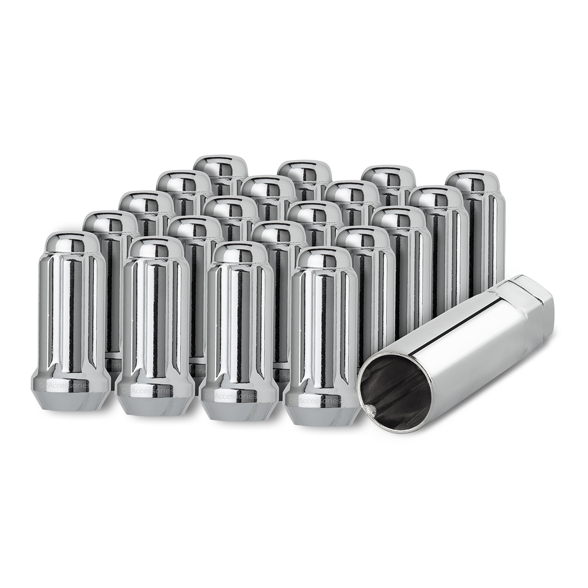 20 Chrome 14x1.5 Duplex XL Spline TunerStyle Lug Nuts for Aftermarket