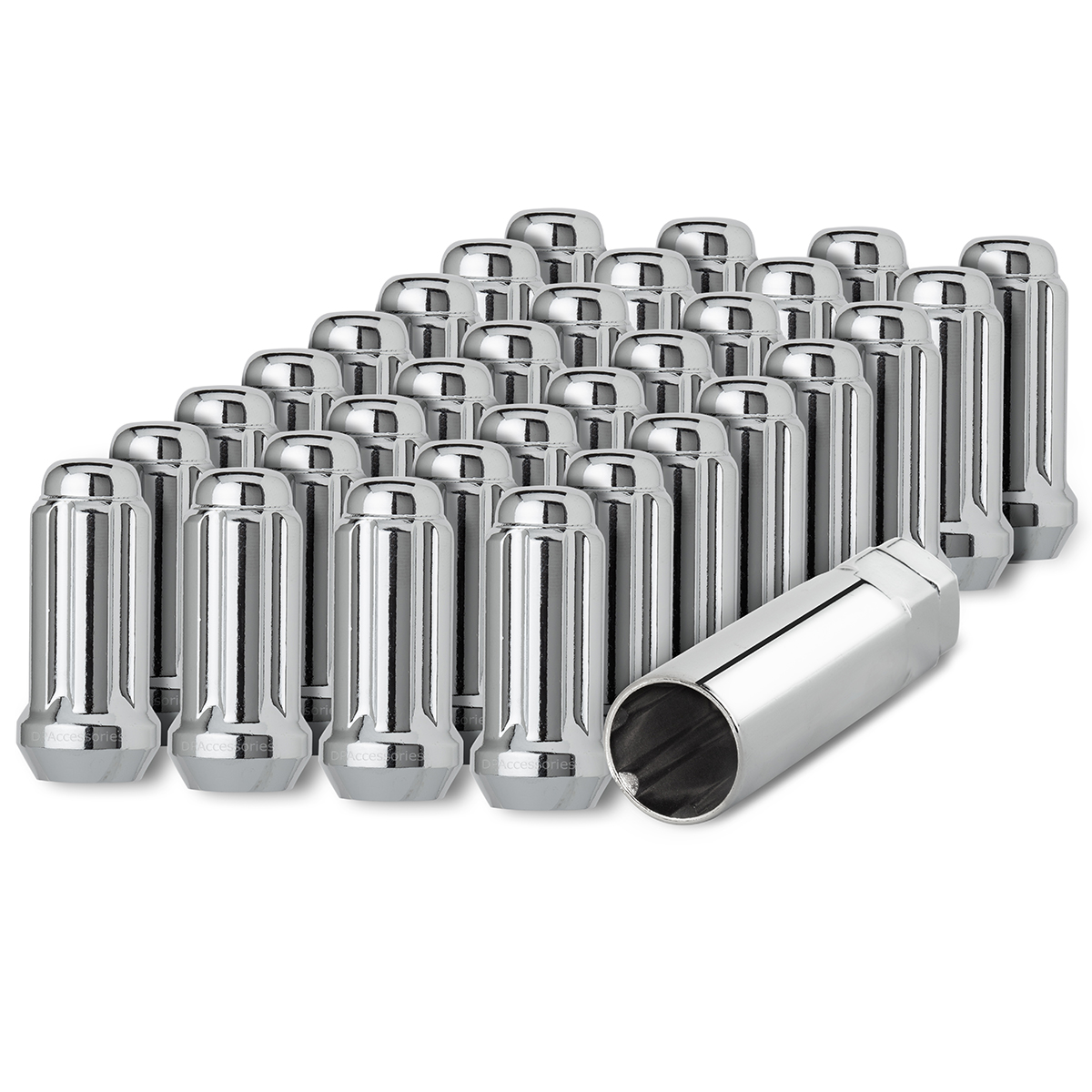 32 Chrome 1/220 Closed End Duplex XL Spline Lug Nuts for Aftermarket
