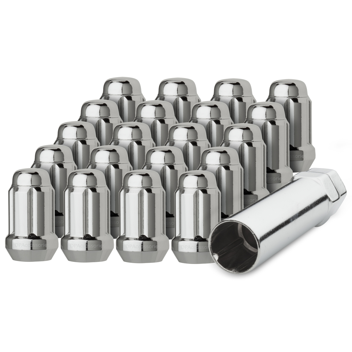 20 Chrome 1/220 Closed End Spline Tuner Lug Nuts for Aftermarket