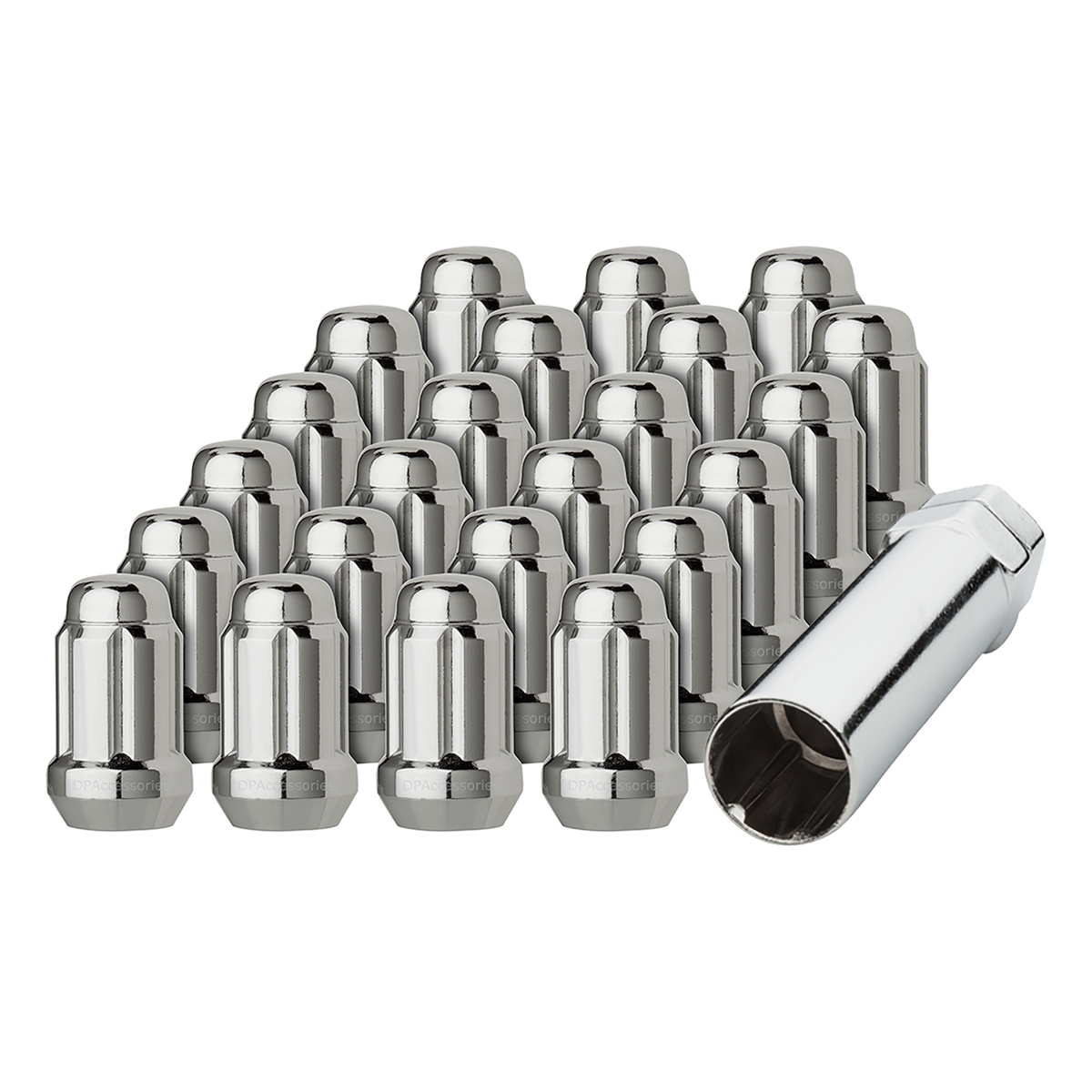 23 Chrome 1/220 Closed End Spline Tuner Lug Nuts for Aftermarket