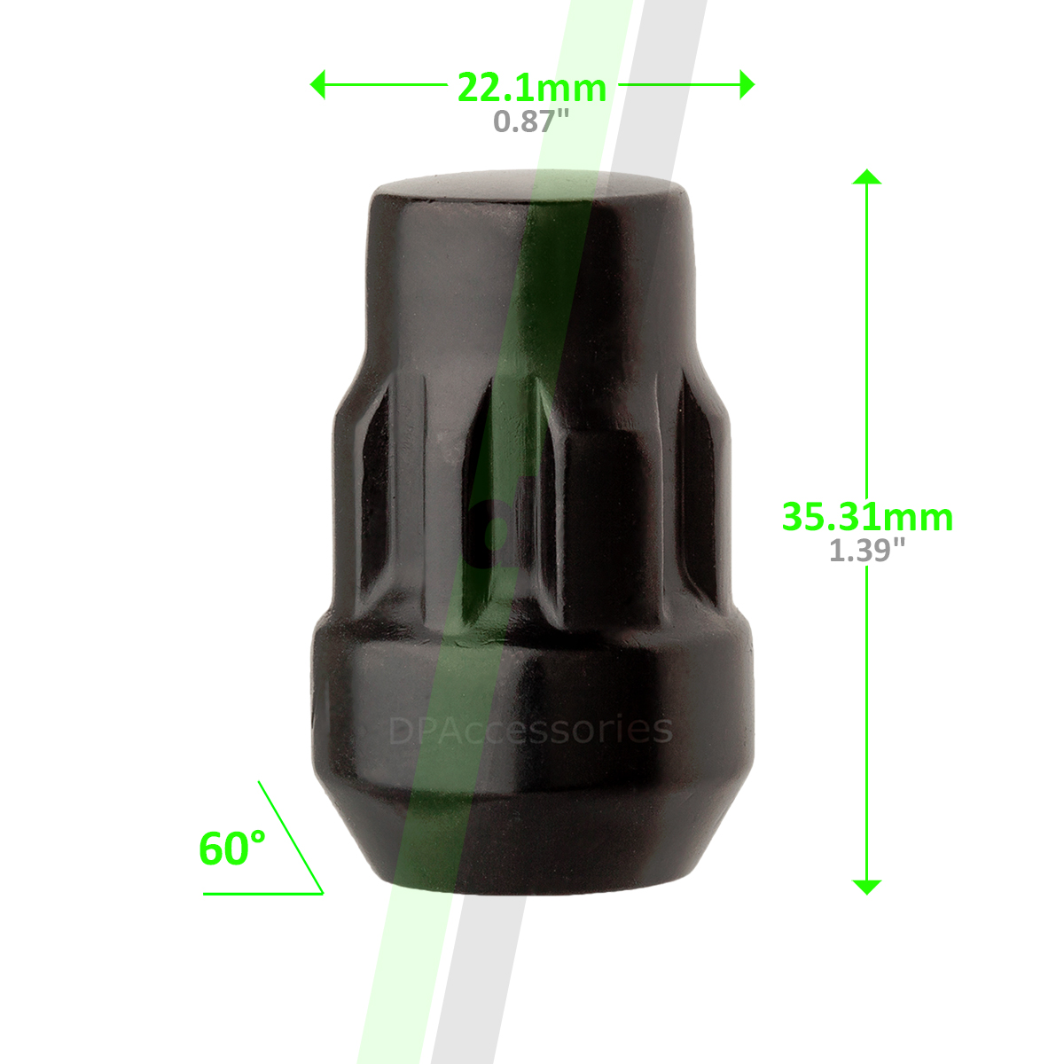 Black Wheel Locks 12x1.5 Closed End Bulge Acorn 19mm & 13/16" Locking