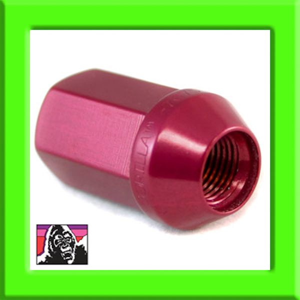 Gorilla One Anodized Red Aluminum Racing Wheel/Lug Nuts, Closed Acorn