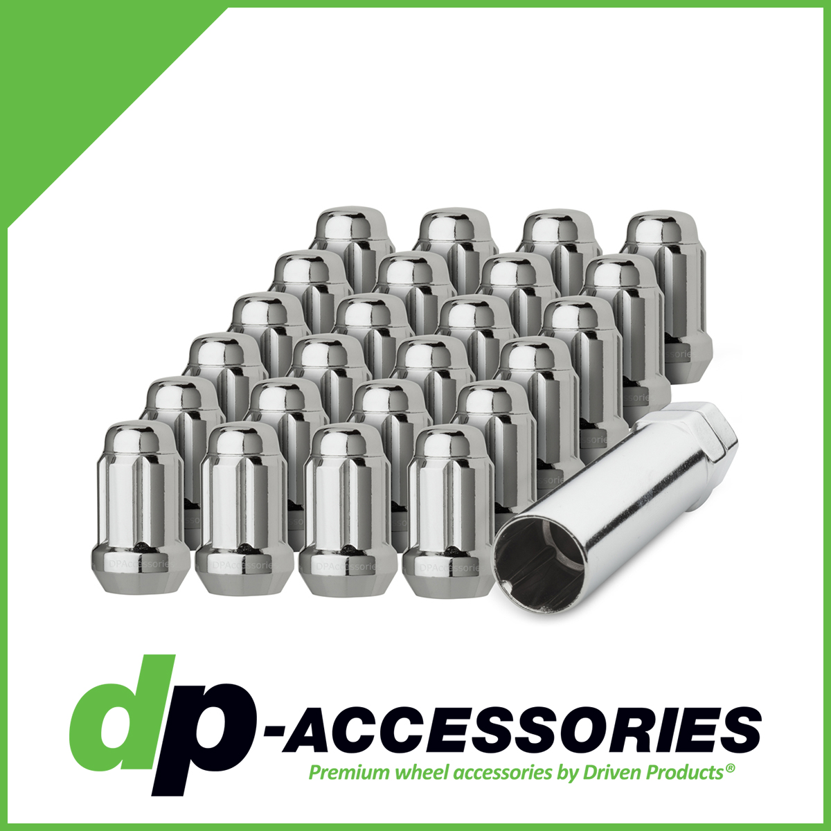 Chrome Spline Lug Nuts M12x1.5 Closed End for Aftermarket Wheels 24